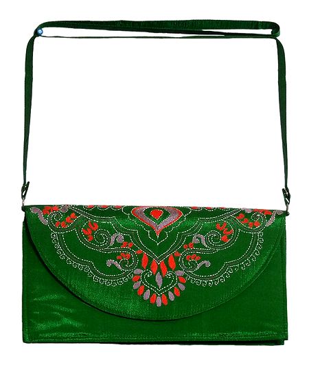 Green Bag with Kantha Stitch