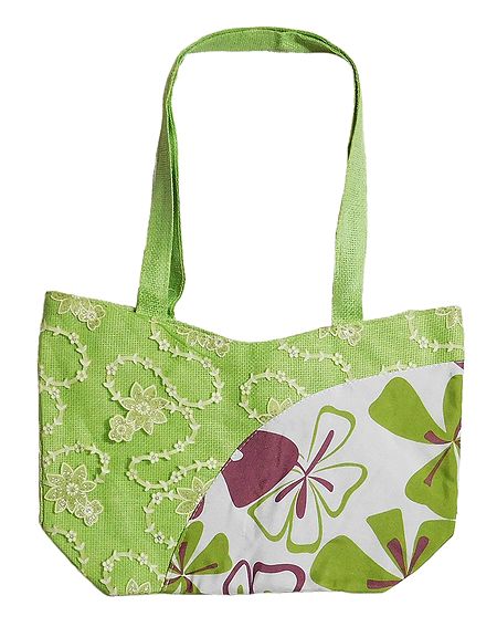 Jute Bag with One Zipped Pocket and One Small Open Pocket