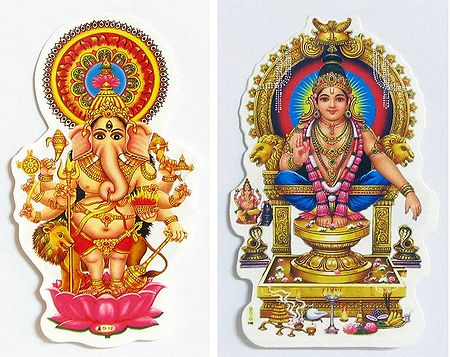 Ganesha and Ayyappan - Set of Two Stickers