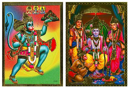 Ram Darbar and Hanuman - Set of 2 Posters