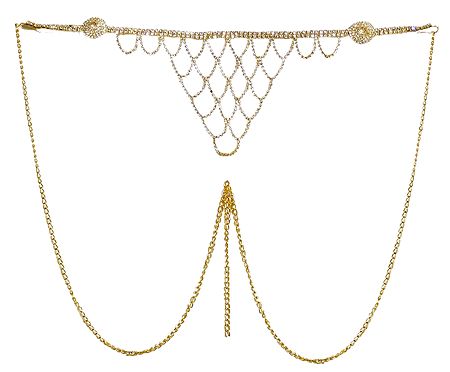 White Stone Studded Golden Kamarband