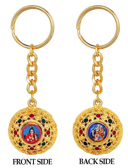 Double Sided Key Ring - Bal Gopal and Radha Krishna