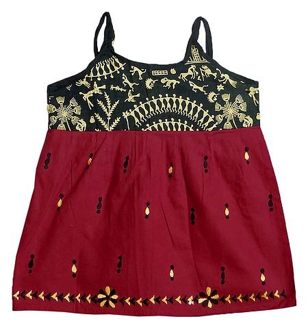 Kantha Stitched Red Frock
