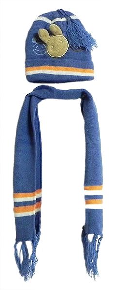 Dark Grey Woolen Scarf and Cap with a Face of Rabbit