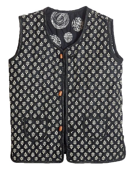 Reversible Printed Quilt Jacket with Pocket