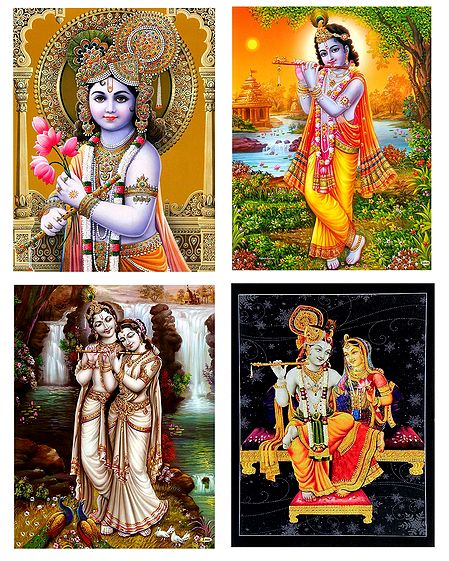 Krishna and Radha Krishna - Set of 4 Posters