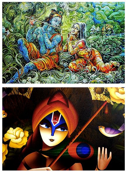 Radha Krishna and Meerabai - Set of 2 Posters