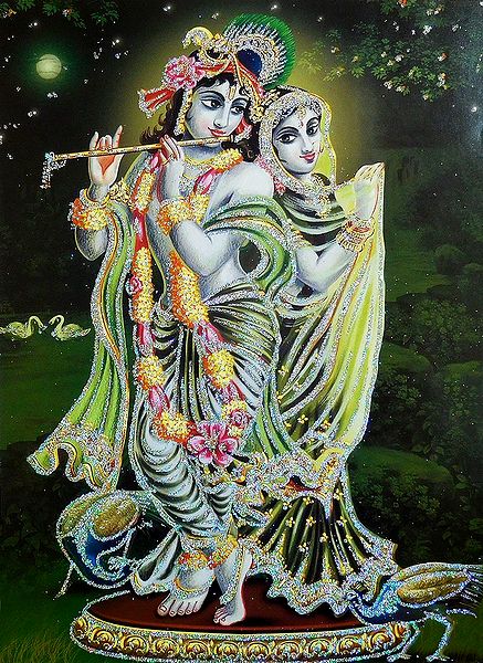 Radha Krishna - Poster with Glitter