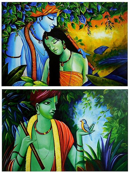 Animal Lover Krishna and Radha Krishna - Set of 24 Posters