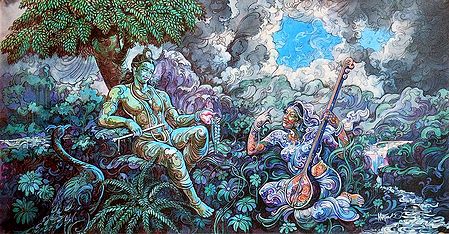 Radha Krishna Enjoying Music