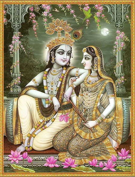 Radha Krishna's Moonlit Rendezvous