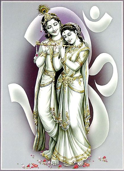 Radha Learning Flute from Krishna