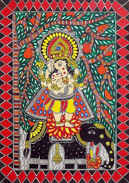 Lord Ganesha Standing on Elephant