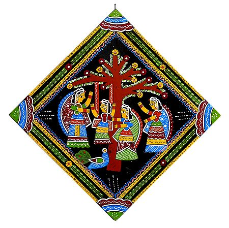 Girls Enjoying Swing in the Garden - Wall Hanging