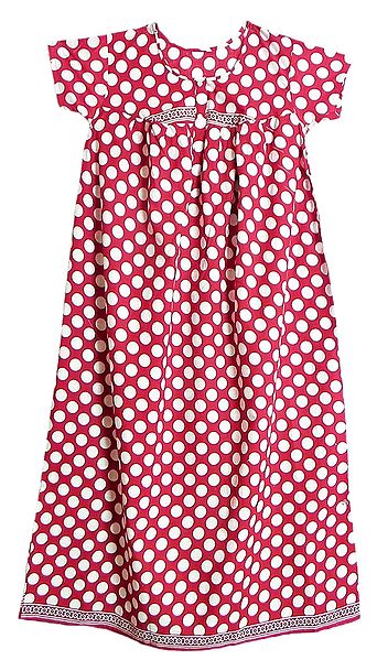 White Polka Dot on Dark Red Cotton Maxi