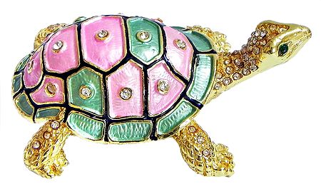 Feng Shui Bejeweled and Gold Plated Tortoise for Good Health and Longevity