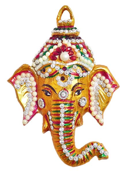 Stone Studded Ganesha Face - Wall Hanging