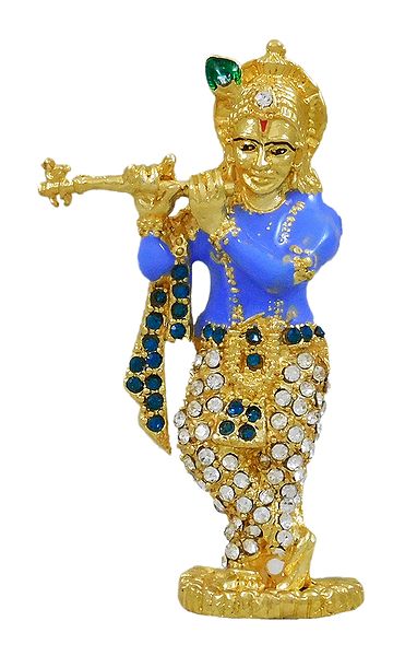 Stone Studded Krishna - For Car Dashboard