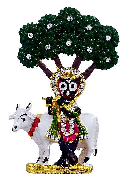 Jagannathdev as Krishna with Cow for Car Dashboard