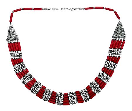 Red Stone Bead Tibetan Necklace