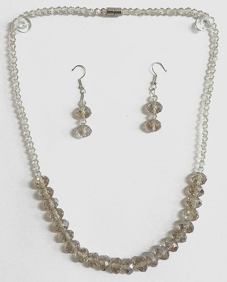 Crystal Bead Necklace with Earrings