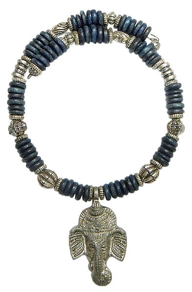 Grey and Silver Wheel Bead Spring Necklace 
