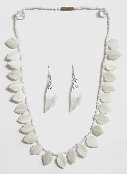 Shell Leaf Necklace with Earrings