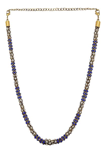 Faux Sapphire and Zirconia Studded Necklace