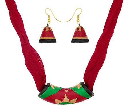 Red Terracotta Necklace and Earrings