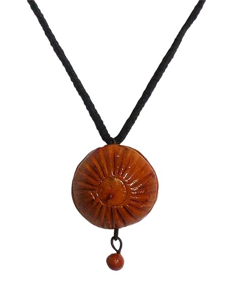 Terracotta Pendant with Black Cord