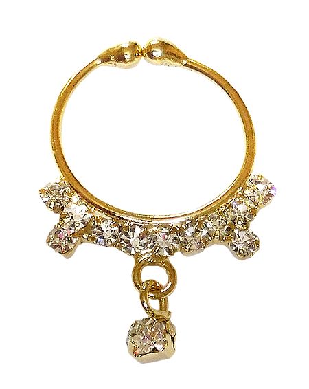White Stone Studded Non Piercing Nose Ring