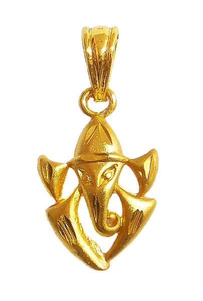 Gold Plated Abstract Ganesha Pendant