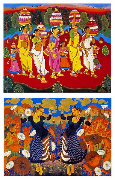 Bonalu Festival and Gypsy Dancers  - Set of 2 Small Posters