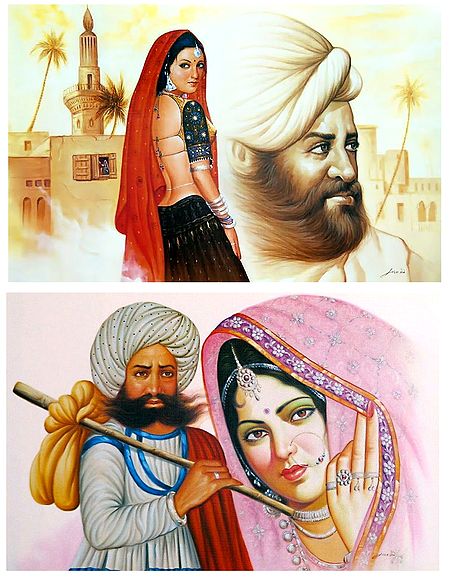 Rajasthani People - Set of 2 Unframed Posters