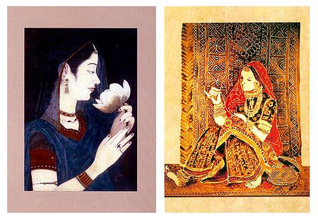 Princess and Rajasthani Woman - Set of 2 Small Posters