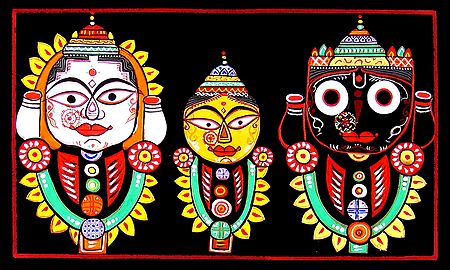 jagannath, Balaram, Subhadra - Photographic Print of Jamini Roy Painting