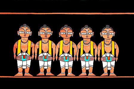 Vaishnavas Playing Mridangam - Photo Print of Jamini Roy Painting
