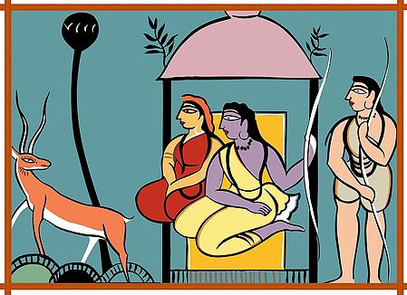Ram, Lakshman, Sita - Photo Print of Jamini Roy Painting