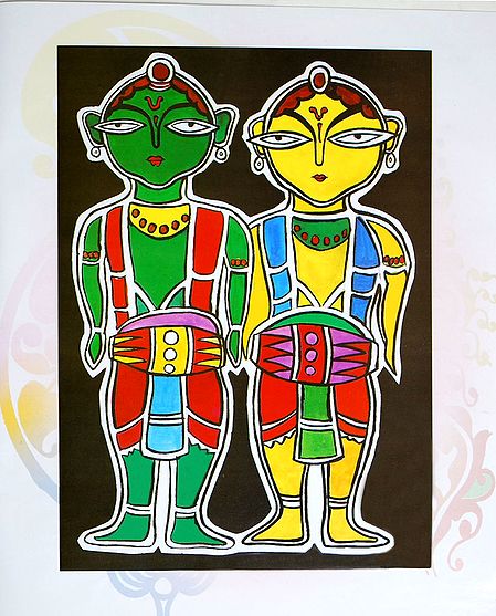 Vaishnavas - Devotees of Krishna - Photo Print of Jamini Roy Painting