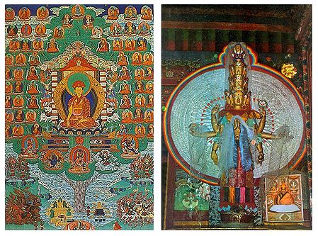 Avalokiteshvara and Buddha (Reprint of Medieval Paintings), Ladakh - Set of 2 Postcards