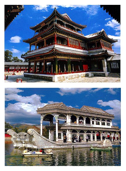Grand Theatre and the Marble Boat, China - Set of 2 Postcards