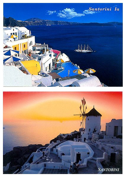 Santorini, Greece - Set of 2 Postcards
