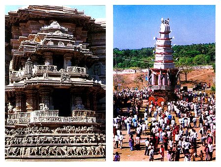 Belur Temple and Sri Ranganatha Swamy Car Festival - Set of 2 Postcards