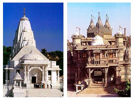 Birla Temple in Jaipur and Hutheesing Jain Temple in Ahmedabad - Set of 2 Postcards