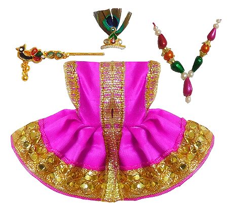 Magenta Dress and Accessories for 2 inches Bal Gopal Idol