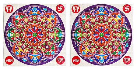 Set of 2 Multicolor Round Sticker