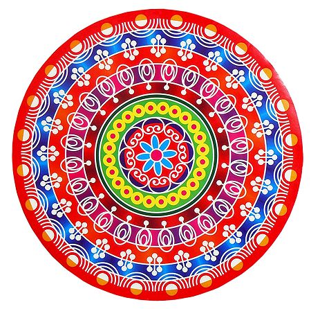 Multicolor Alpana Print on Round Sticker