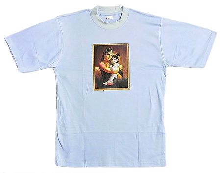 Printed Yashoda Krishna on Mens Light Mauve T-Shirt