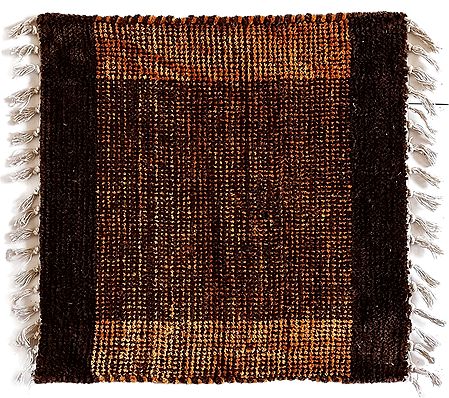 Brown with Yellow Velvet Ritual Carpet Mat