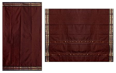 Dark Brown Solapuri Cotton Sari with Border